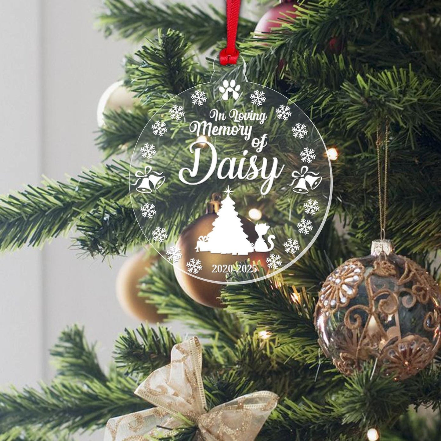 Personalised Memorial Christmas Bauble Cat Pet Dog Memorial Any Name Keepsake Gift