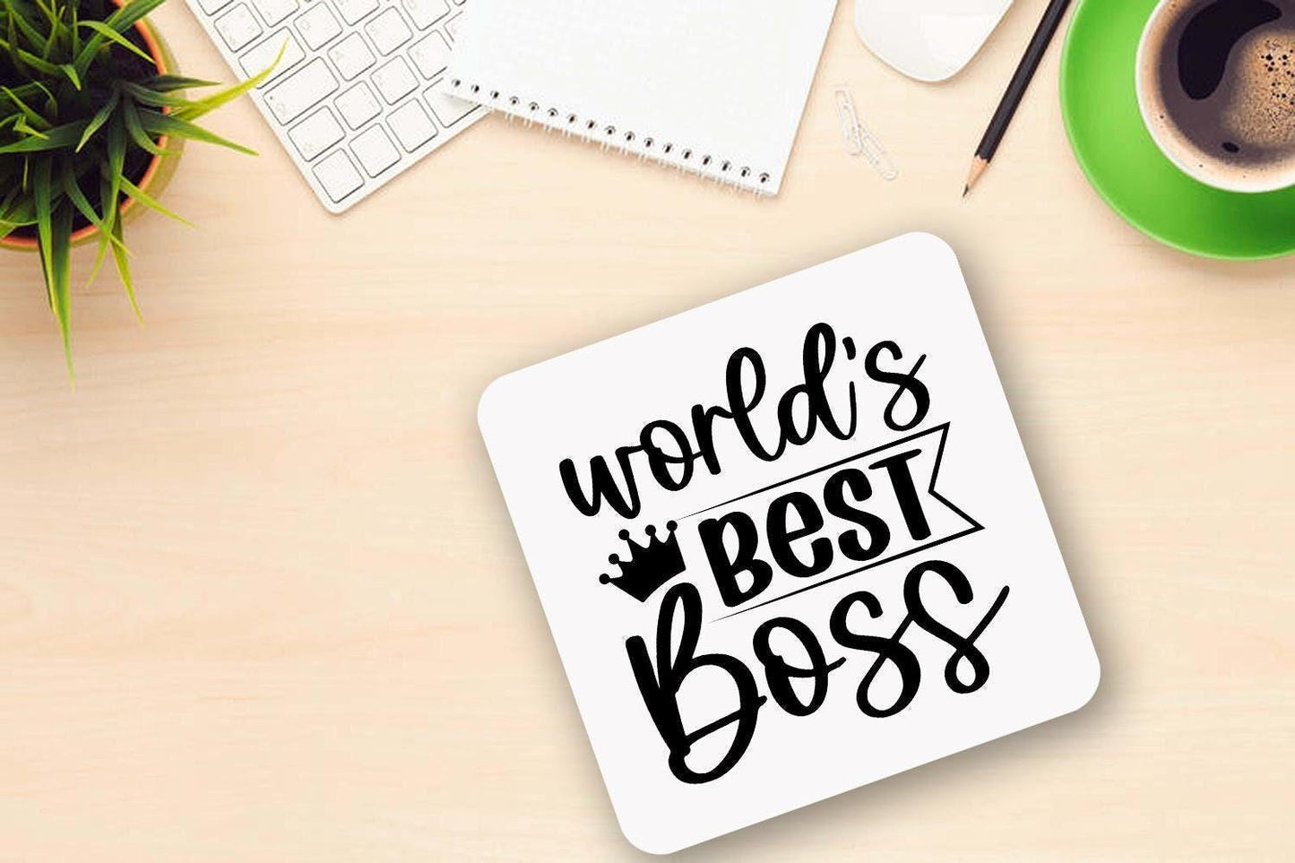 Worlds Best Boss Mug Funny Ceramic Novelty Mug & Coaster Coffee Tea Cup Gift Office Workspace
