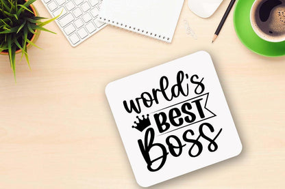 Worlds Best Boss Mug Funny Ceramic Novelty Mug & Coaster Coffee Tea Cup Gift Office Workspace