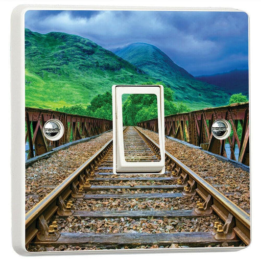 Train Tracks Gazing 3d Light Switch Sticker Cover Vinyl Skin Wall Decal Decor