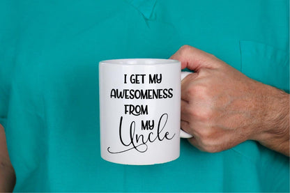 I Get My Awesomeness Mug & Coaster Set Uncle Fathers Day Birthday Xmas Tea Gift