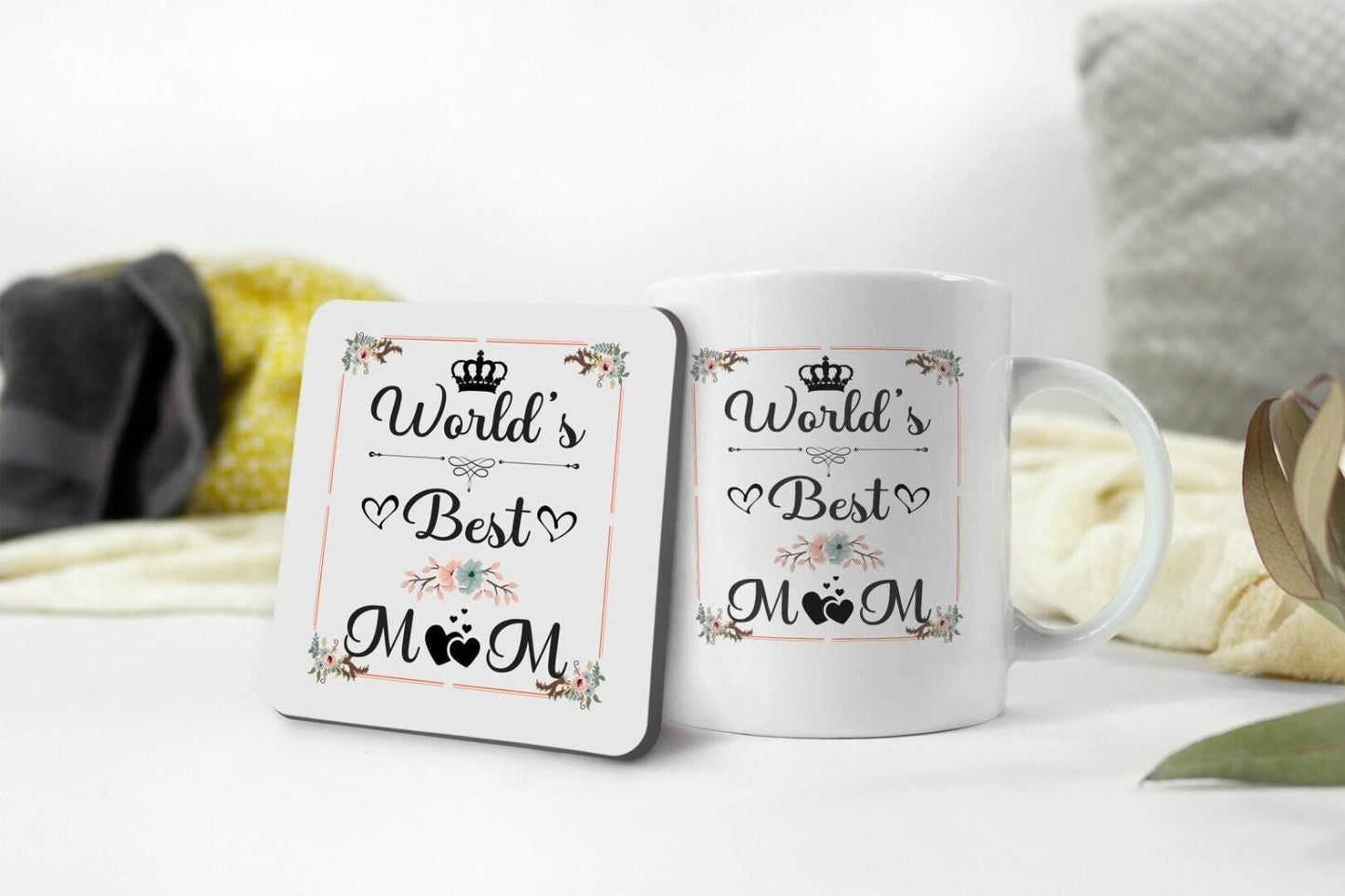 Worlds Best Mum Sweet Coffee Mug Mothers Day Mums Birthday Tea Cup & Coaster