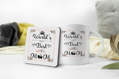 Worlds Best Mum Sweet Coffee Mug Mothers Day Mums Birthday Tea Cup & Coaster