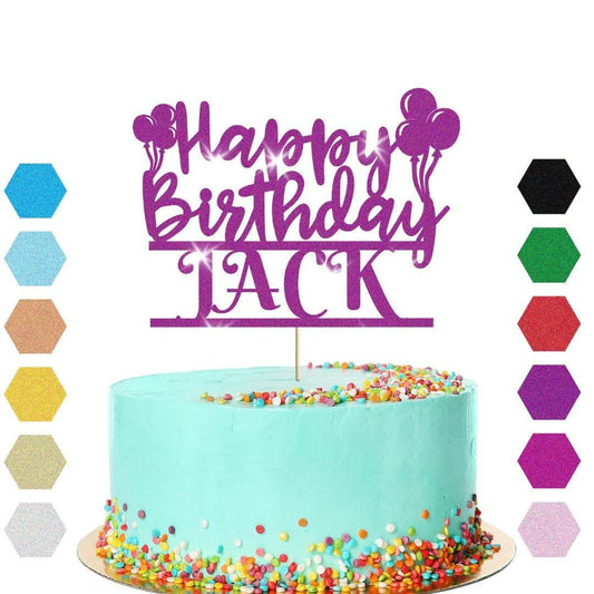 Personalised Balloons Happy Birthday Glitter Cake Topper Party Cake Decoration