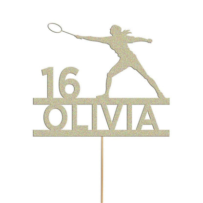 Personalised Glitter Tennis Cake Topper: Any Name & Age