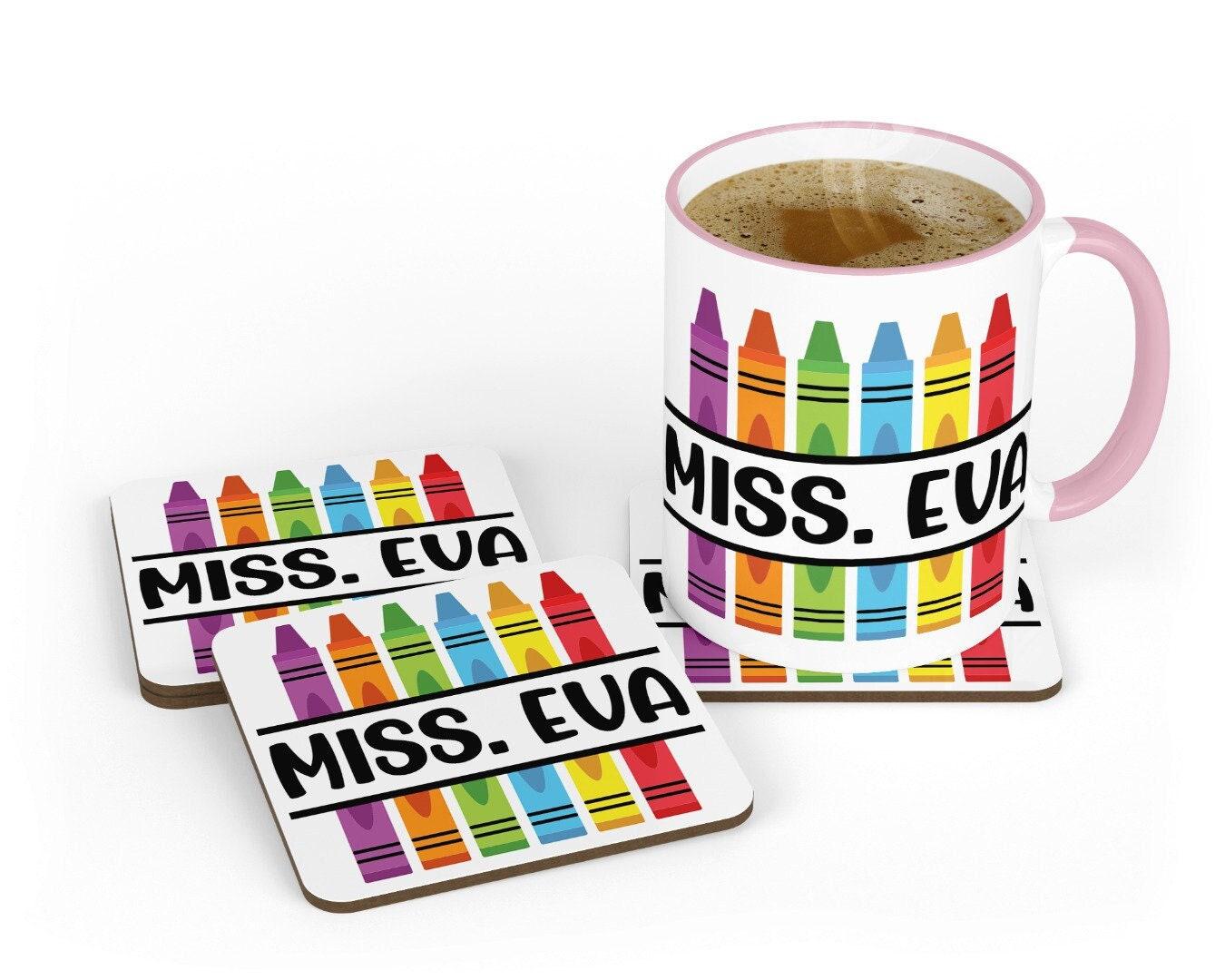 Personalised Teacher Crayon Mug & Coaster Set