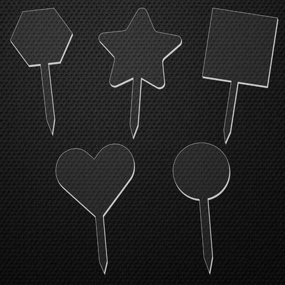 Acrylic 125mm Clear Birthday Paddle Cake Topper Round Star Hexagon Square Heart Shapes