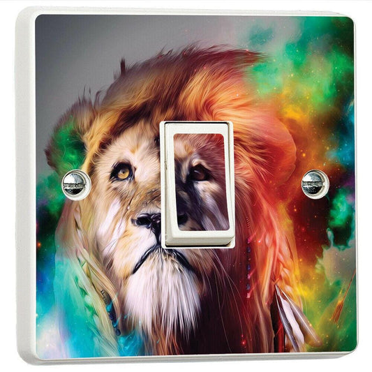 Lion The King Psychedelic Art Light Switch Sticker Cover Vinyl Skin Wall Decal