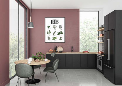 Kitchen Green Herbs Minimalist Portrait Wall Art Home Dining Decor Print Poster