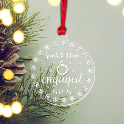 Personalised First Christmas Engaged Bauble 1st Xmas Decoration Engagement Gift