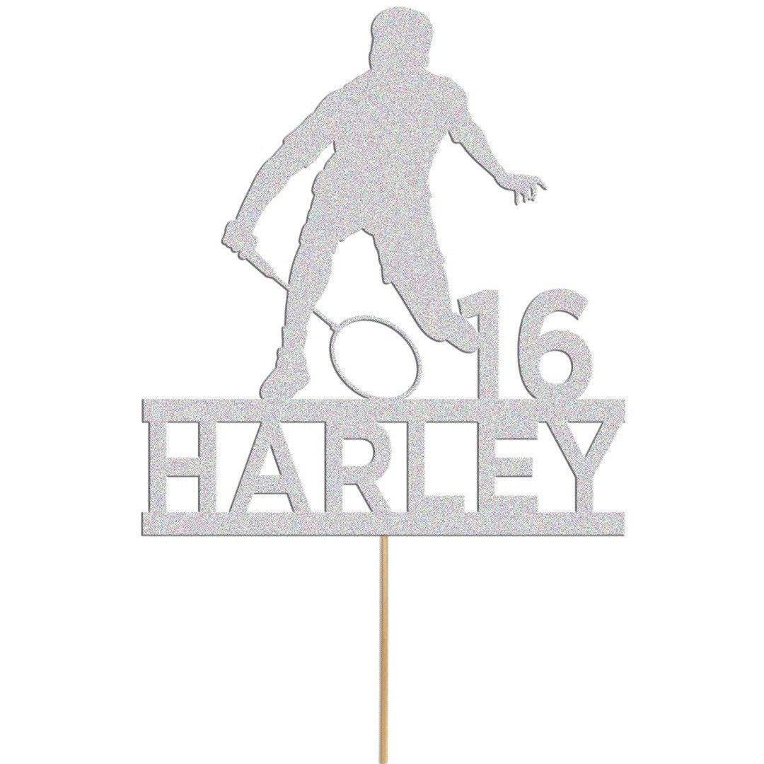 Personalised Badminton Cake Topper: Glitter Birthday Party Decoration