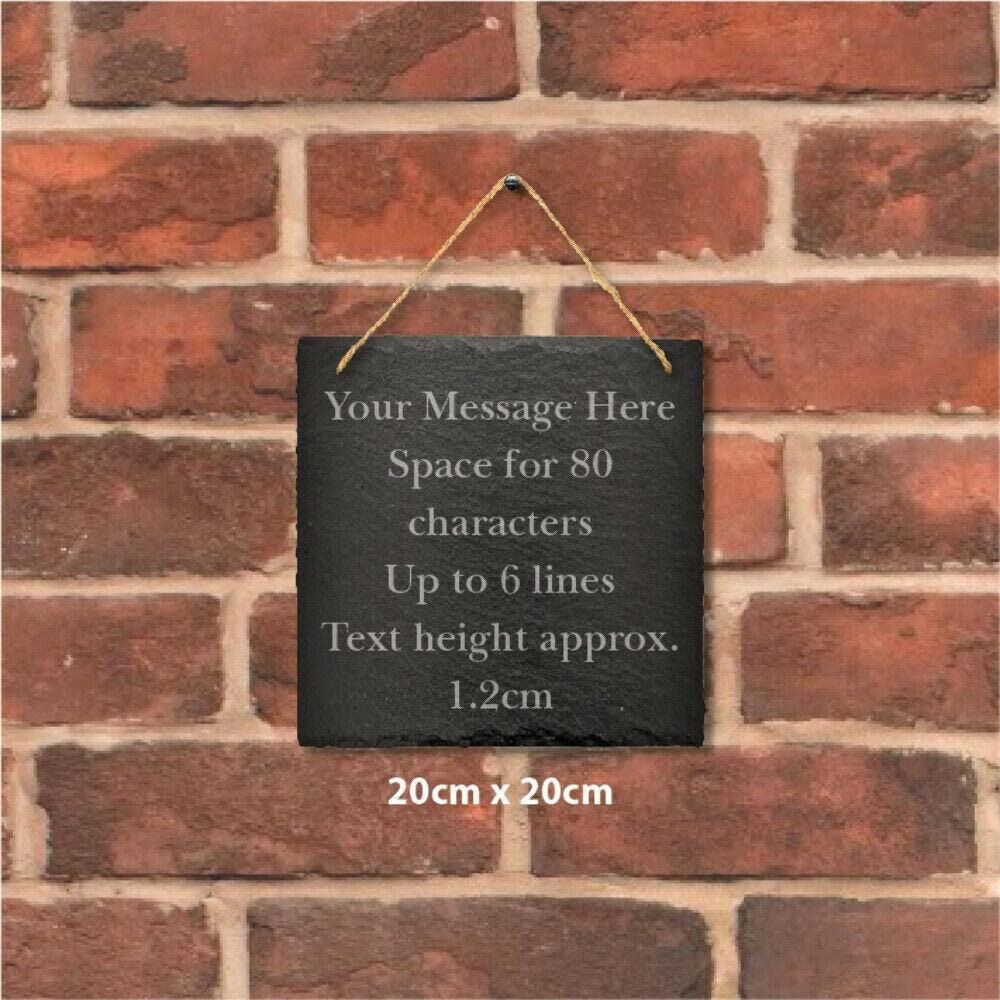 Large Personalised Slate Plaque Engraved Message Sign Home Wedding 20cm Square