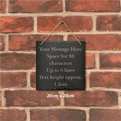 Large Personalised Slate Plaque Engraved Message Sign Home Wedding 20cm Square