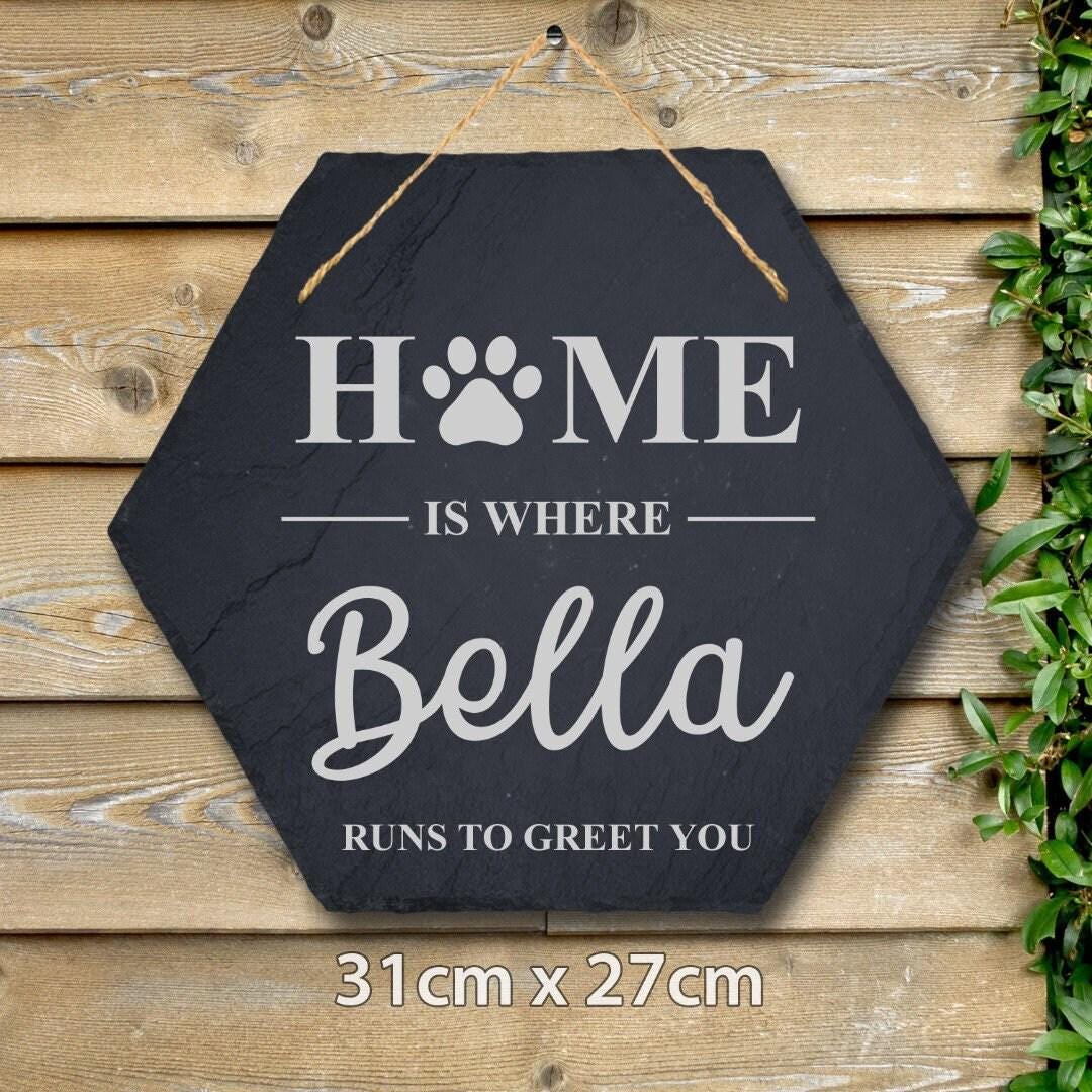 Pet Lovers Home Personalised Hanging Slate Sign House Gifts For Pet Dog Cat