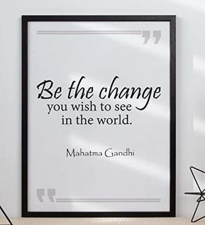 Mahatma Gandhi Be The Change Positive Thought Quote Poster Print Wall Art
