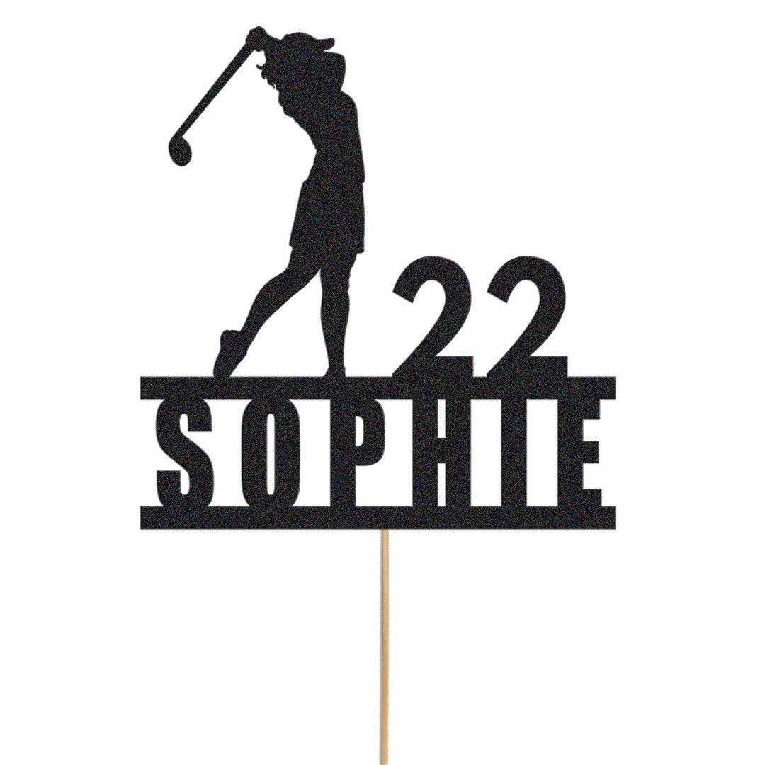 Custom Golf Cake Topper Personalised Lady Golfer Decoration  Golfing Theme Any Name & Age