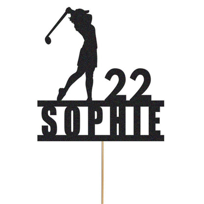 Custom Golf Cake Topper Personalised Lady Golfer Decoration  Golfing Theme Any Name & Age
