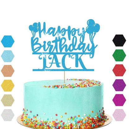 Personalised Balloons Happy Birthday Glitter Cake Topper Party Cake Decoration