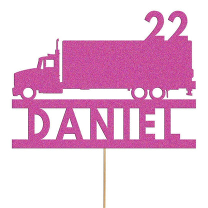 Personalised Glitter Truck Cake Topper: Lorry Driver Decoration