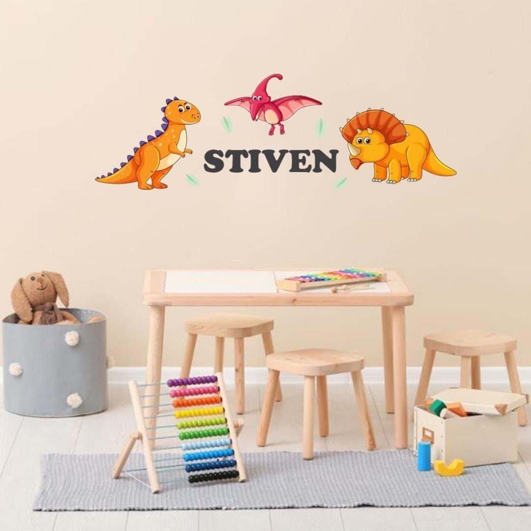 Personalised Dinosaur Wall Sticker Name Decal Vinyl Girls Boys Kids Nursery Bedroom