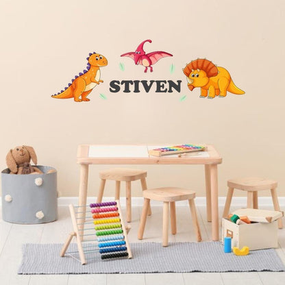 Personalised Dinosaur Wall Sticker Name Decal Vinyl Girls Boys Kids Nursery Bedroom