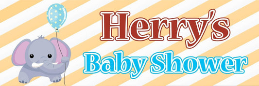 2x Personalised Elephant Baby Shower Banner: Welcome Home Decoration