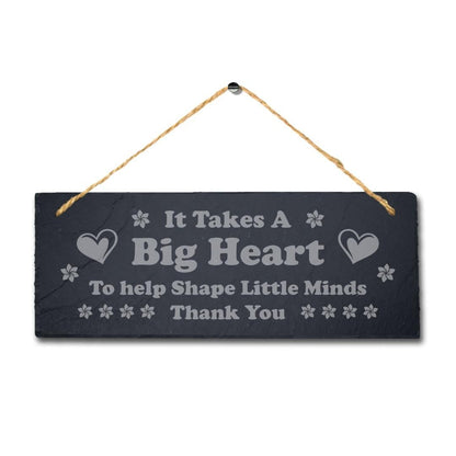 Teacher Thank You Gift Engraved Slate Sign Shape Little Minds School Leavers