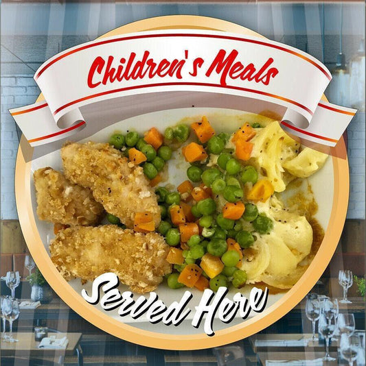 Children Menu Kids Meal Catering Window Cafe Shop Restaurant Sticker Sign Decal