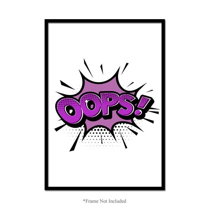 Oops Explosion Speech Wall Poster Bedroom Comic Art Nursery Print Home Decor