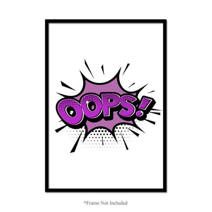 Oops Explosion Speech Wall Poster Bedroom Comic Art Nursery Print Home Decor