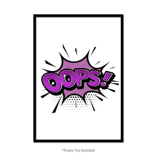 Oops Explosion Speech Wall Poster Bedroom Comic Art Nursery Print Home Decor