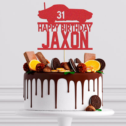 Personalised Racing Car Glitter Cake Topper: Birthday Party Decoration