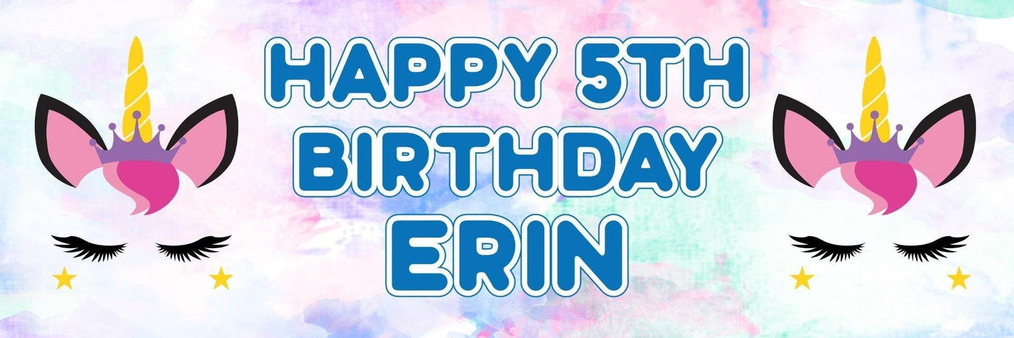 2x Personalised Sleeping Unicorn Birthday Banner: Magical Party Decorations