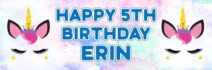 2x Personalised Sleeping Unicorn Birthday Banner: Magical Party Decorations