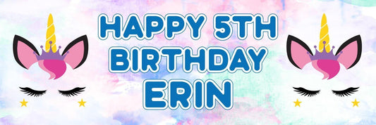 2x Personalised Sleeping Unicorn Birthday Banner: Magical Party Decorations