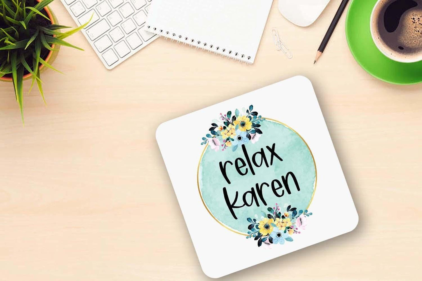 Relax Karen Mug & Coaster Gift Set Funny Office Work Colleague Coffee Cup Gifts