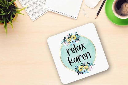 Relax Karen Mug & Coaster Gift Set Funny Office Work Colleague Coffee Cup Gifts