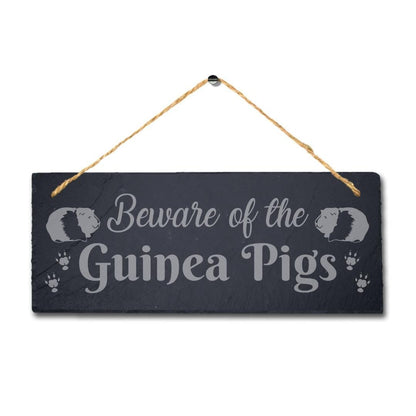 Beware Of The Guinea Pigs Engraved Hanging Slate Pig Cote Pigsties Plaque Sign