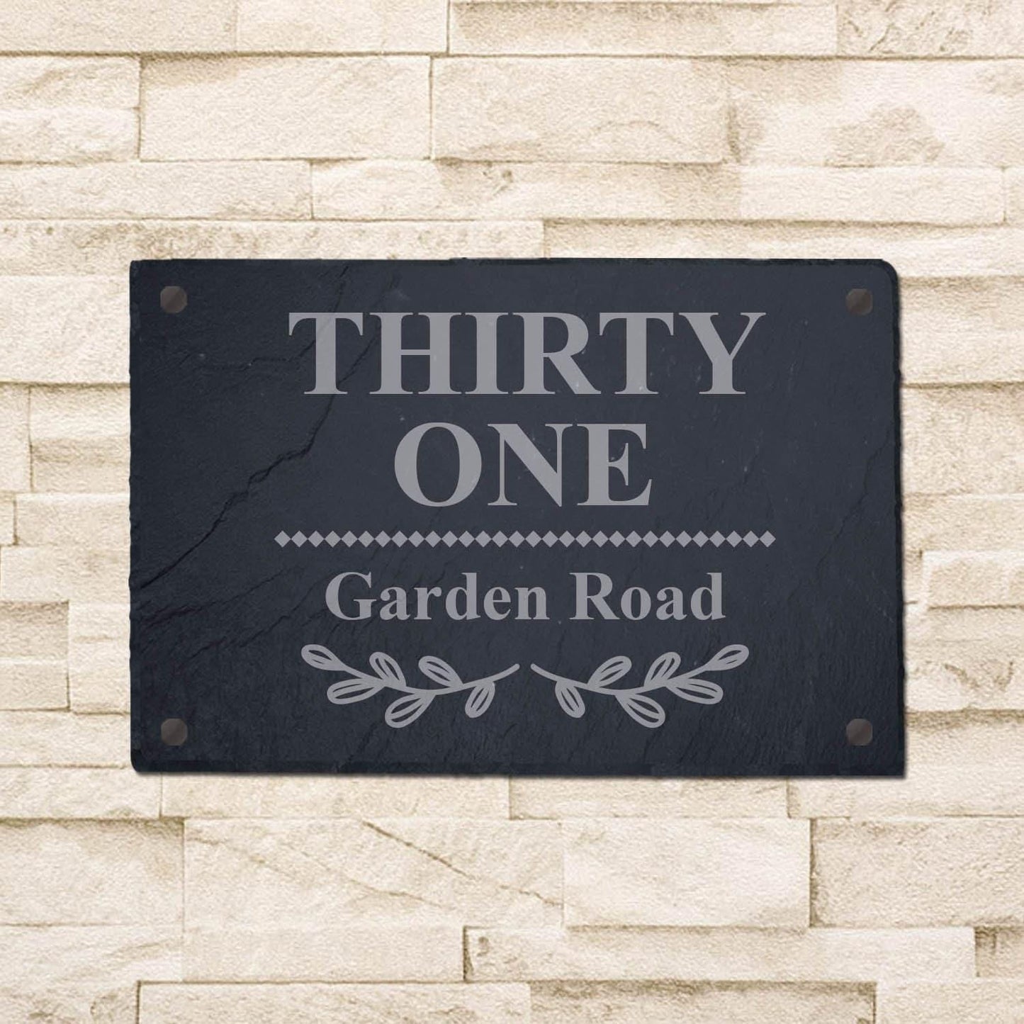 Personalised Rustic Slate House Sign Farmhouse Plaque Door Number Laser Engraved Stone