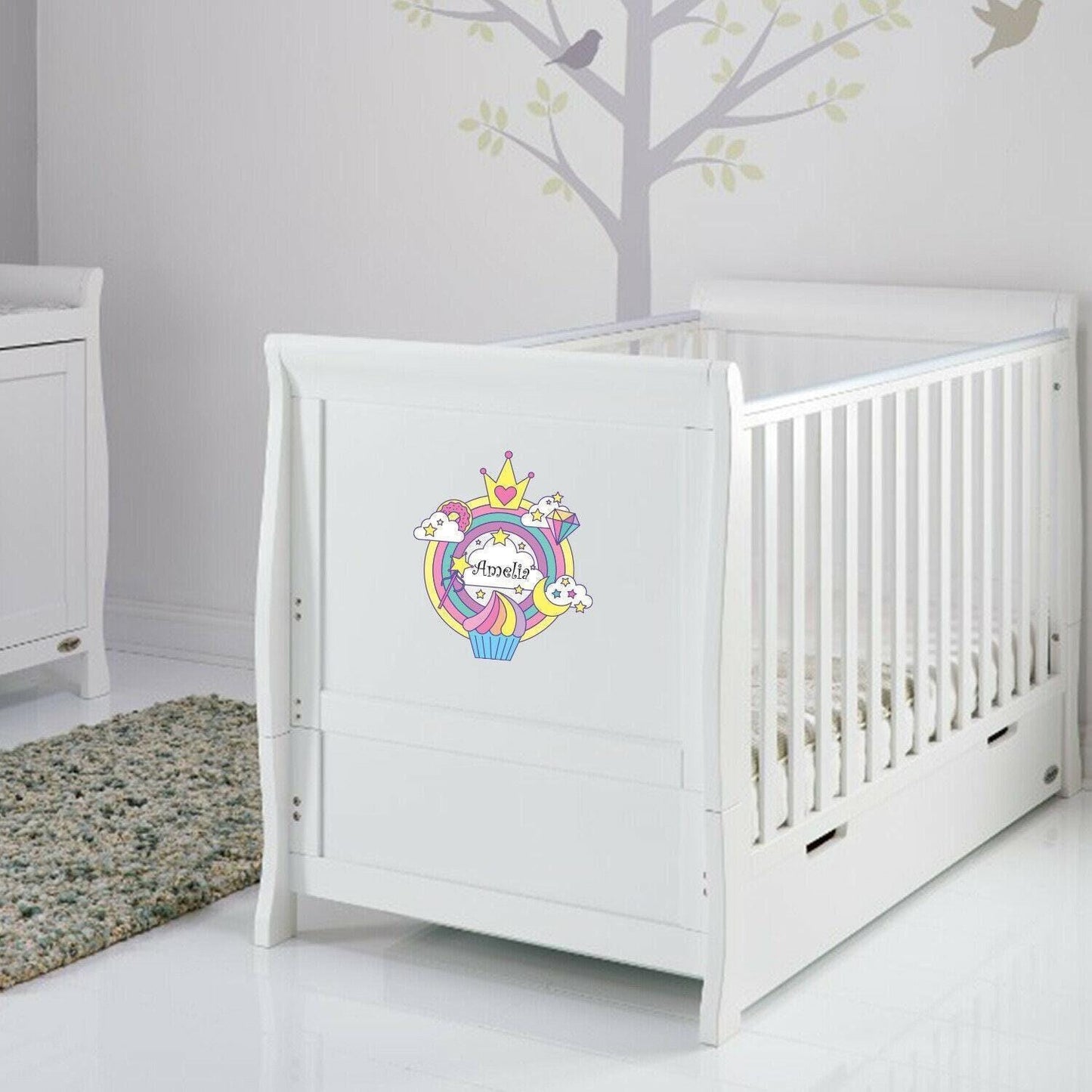 Personalised Princess Fairy Wall Sticker Girls Bedroom Nursery Kids Name Vinyl