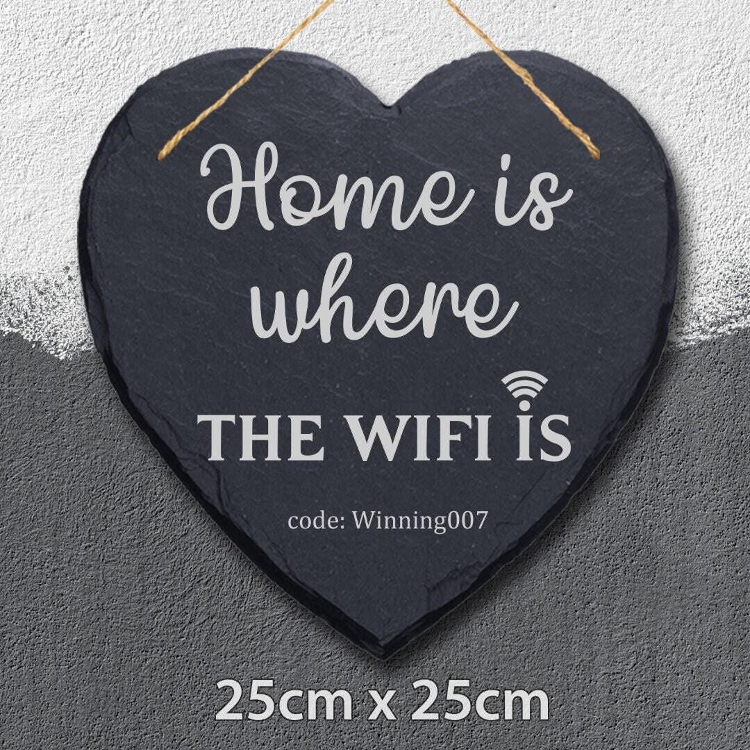 Family Wifi Code Home Guest Personalised Hanging Slate Sign House Warming Gift