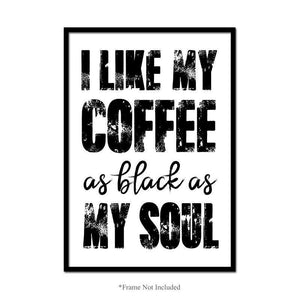 Love Black Coffee Soul Wall Poster Inspirational Kitchen Quotes Home Print Decor