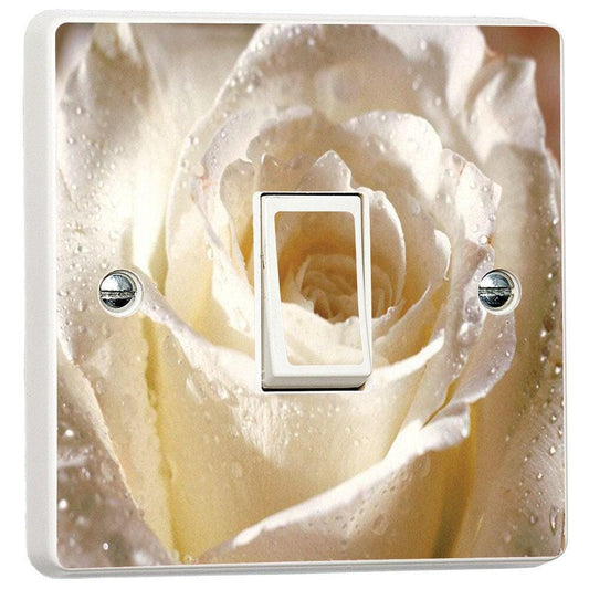 White Rose Flower Vibrant Light Switch Cover Skin Sticker Decal