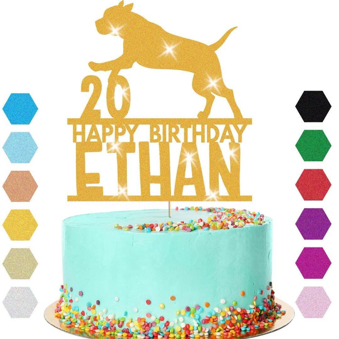 Dog Cake Topper Personalised Pup Puppy Doggy Birthday Decoration Any Name Age