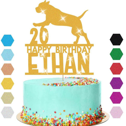 Dog Cake Topper Personalised Pup Puppy Doggy Birthday Decoration Any Name Age