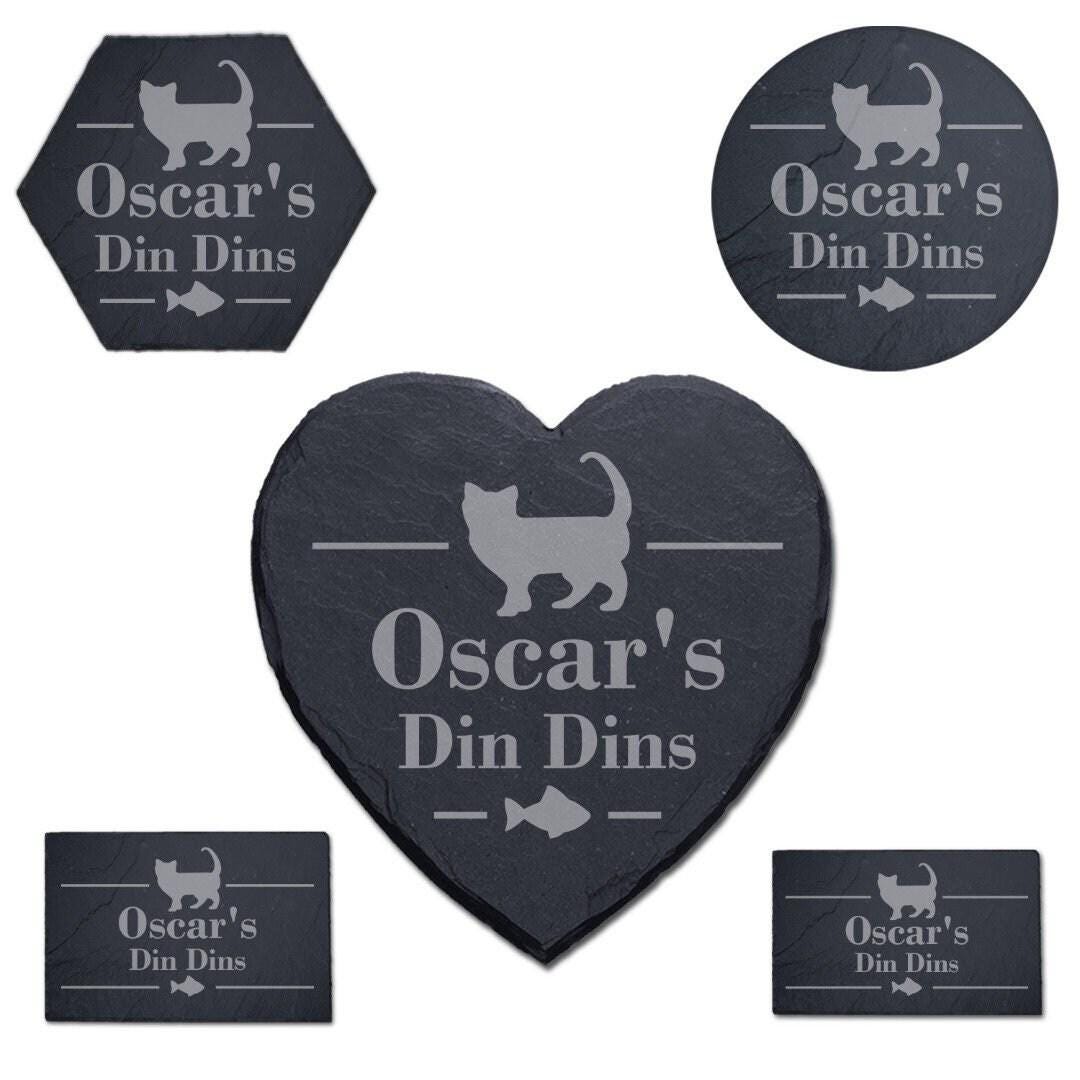 Personalised Engraved Slate Cat Food Mat: Pet Placemat Tray