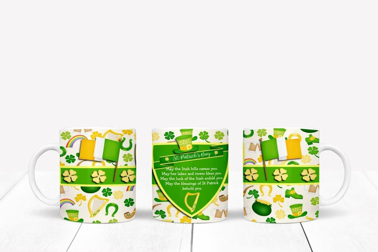 Irish Blessing Mug & Coaster Gift Set St Patricks Day Luck Prayer Coffee Gifts