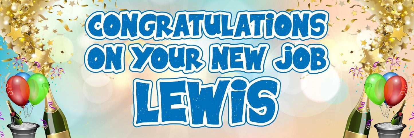 Personalised Congratulations Banner: New Job, Passing Exam, Champagne Theme (Set of 2)