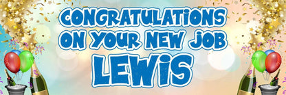 Personalised Congratulations Banner: New Job, Passing Exam, Champagne Theme (Set of 2)