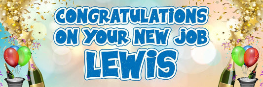 Personalised Congratulations Banner: New Job, Passing Exam, Champagne Theme (Set of 2)